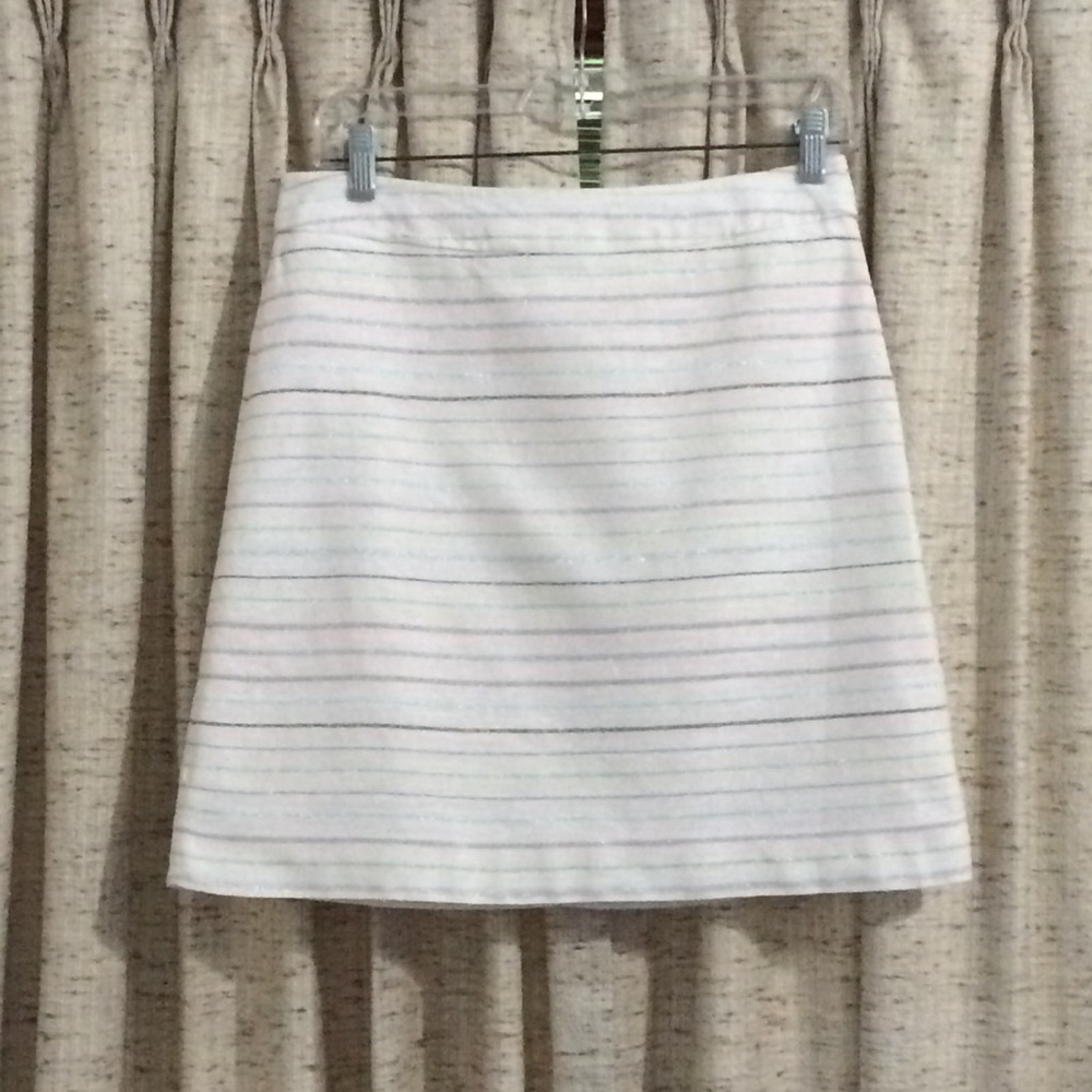 Loft Linen Blend Metallic Stripe Skirt - 4
